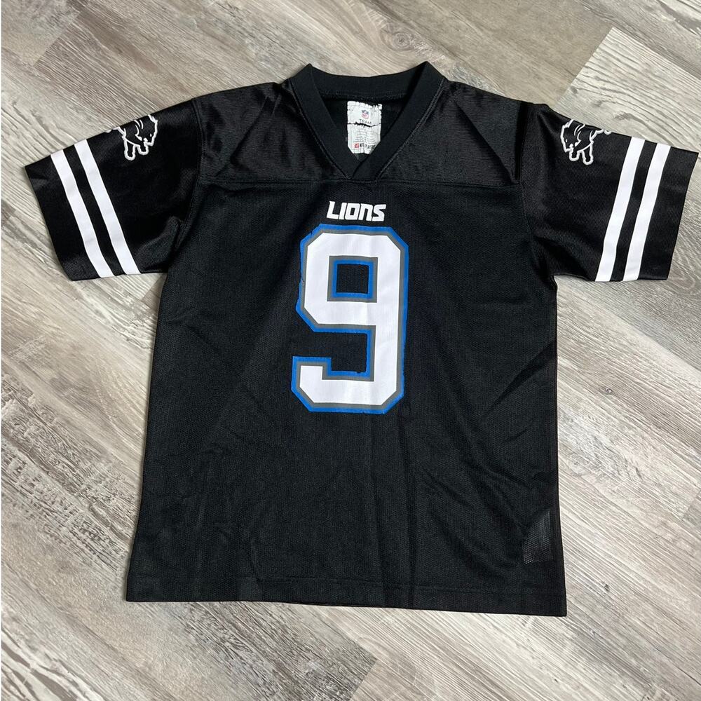 NFL Lions Youth Jersey Black #9 Football Shirt Size L 12–14 Sports Streetwear